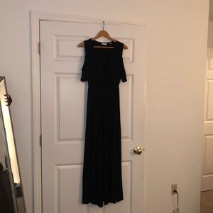 Black Maxi w/ Slit and Cold Shoulder